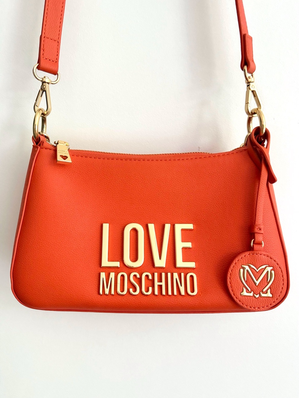Love Moschino Orange Crossbody Bag with Gold Logo